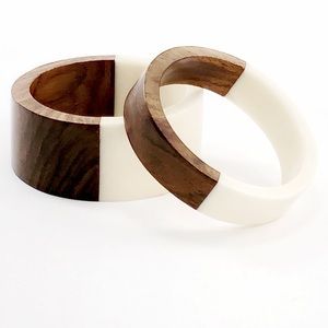 Anthropologie Wooden Bangle Set